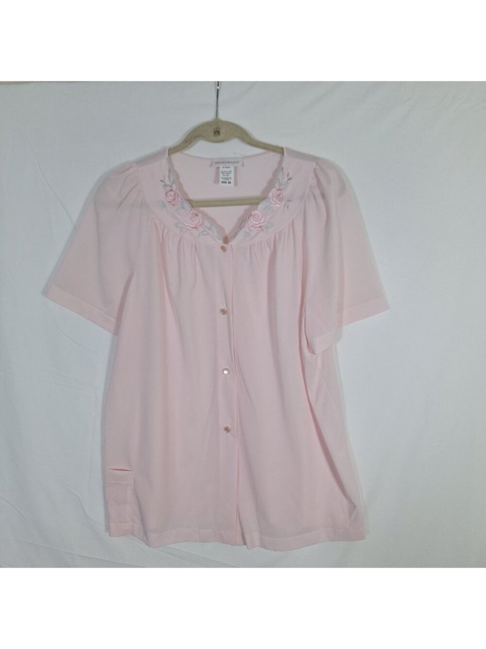 Vintage Shadowline Pink Short Sleeve Pajama Shirt size 38